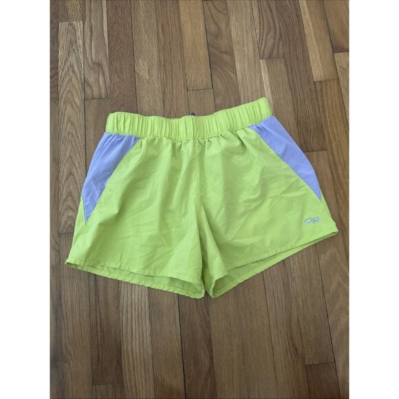 Outdoor Research Pants - Outdoor Research Bright Yellow Green and Purple Running Shorts Women's Size L